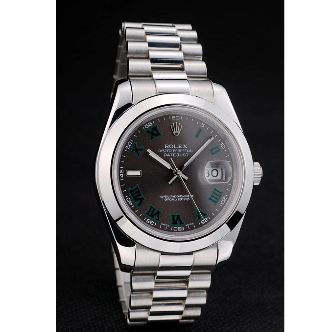 Aaa replica watch Swiss Steel Stainless Dial 42000 Grey Rolex Polished DateJust Bezel 0625